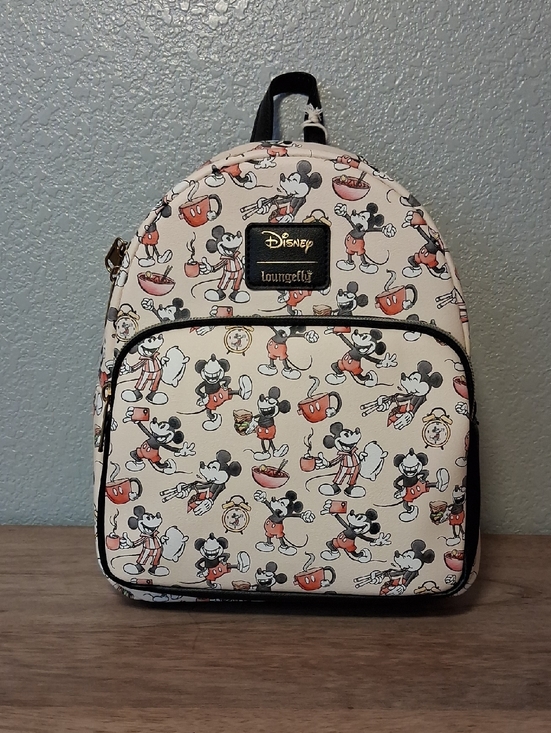 Loungefly Handbags - Loungefly Cream & Black Mickey Mouse Retro Pattern Mini Backpack